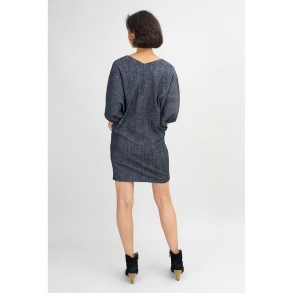 AMY KUSCHEL BLUE CHAMBRAY WEDGE DRESS- SZ Small - Picture 3 of 9